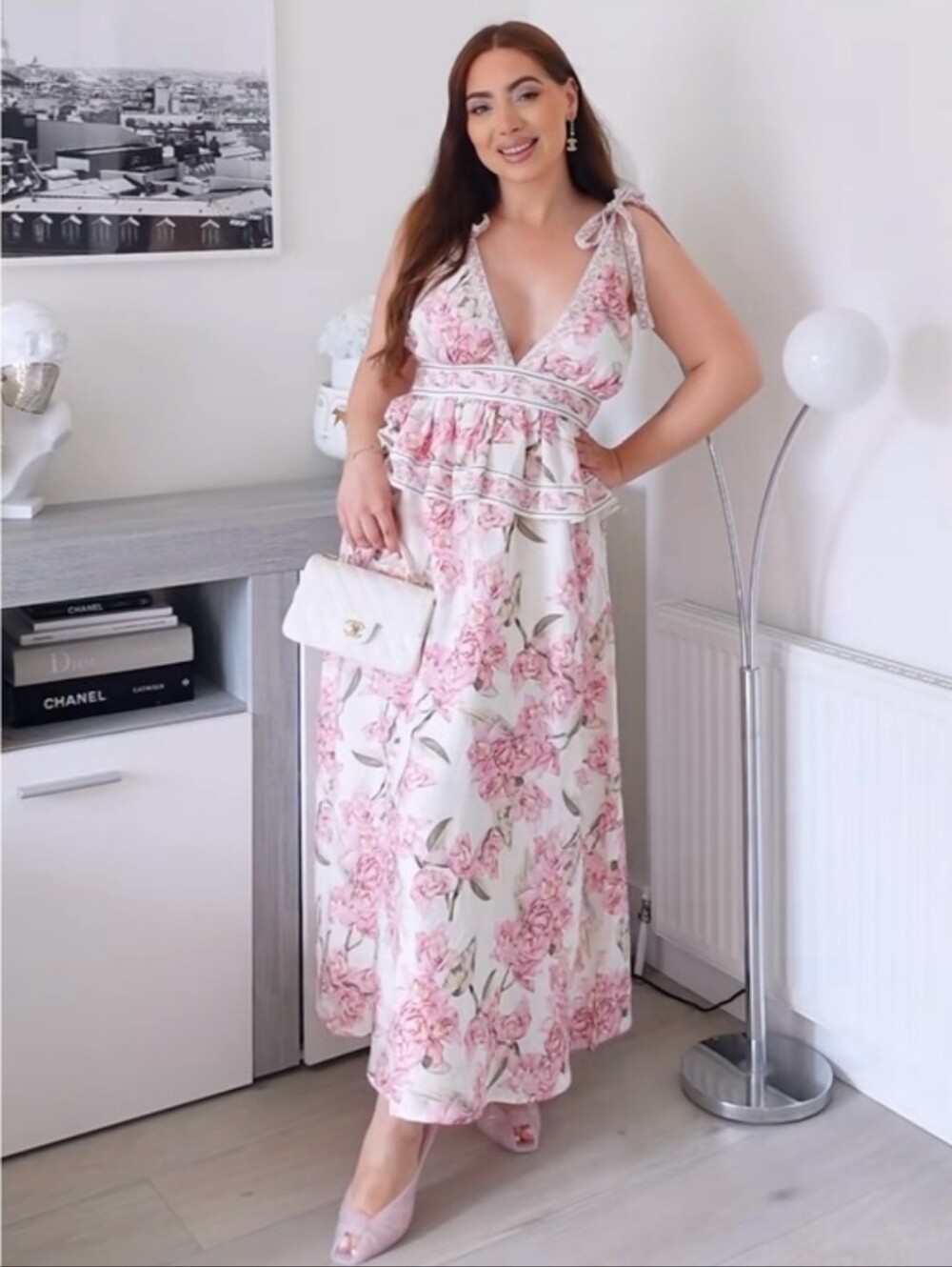 H&M FLORAL LINEN-BLEND PEPLUM DRESS SIZE M - Picture 10 of 16